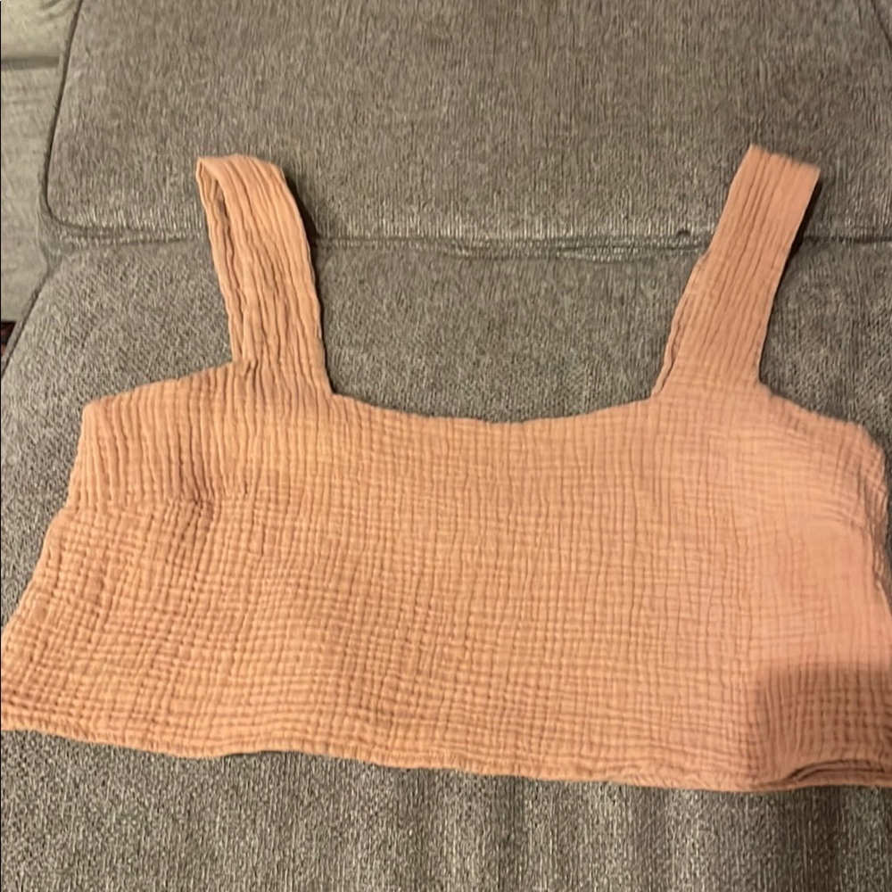 Show Me Your MuMu Tan Crop Smocked Tank